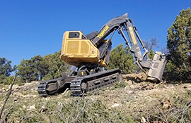 A large piece of landscaping equipment